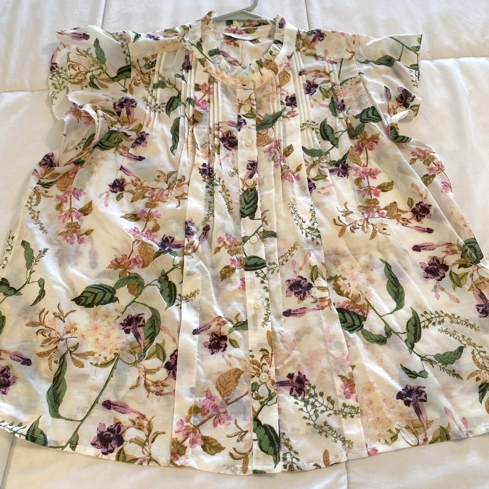 Lucky Brand floral button down blouse